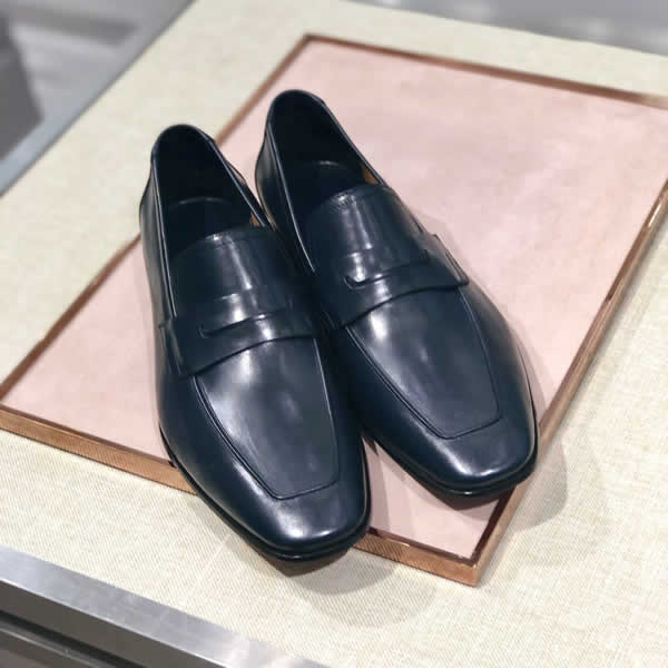 Berluti Shoes Mens Leather Handmade Luxury Office Wedding Party Original Design Blue Casual Shoes Men